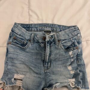 American Eagle Outfitters Blue Distressed Jean Shorts